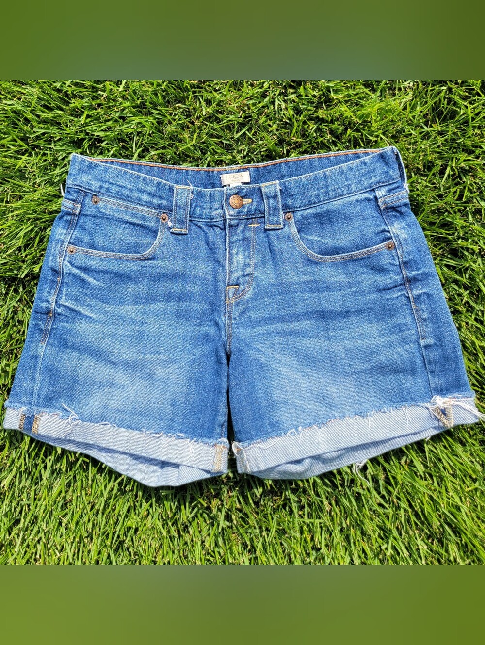 J. CREW Stretch Rolled Hem Denim Jean Shorts Womens Size 2, 30W Style #34619